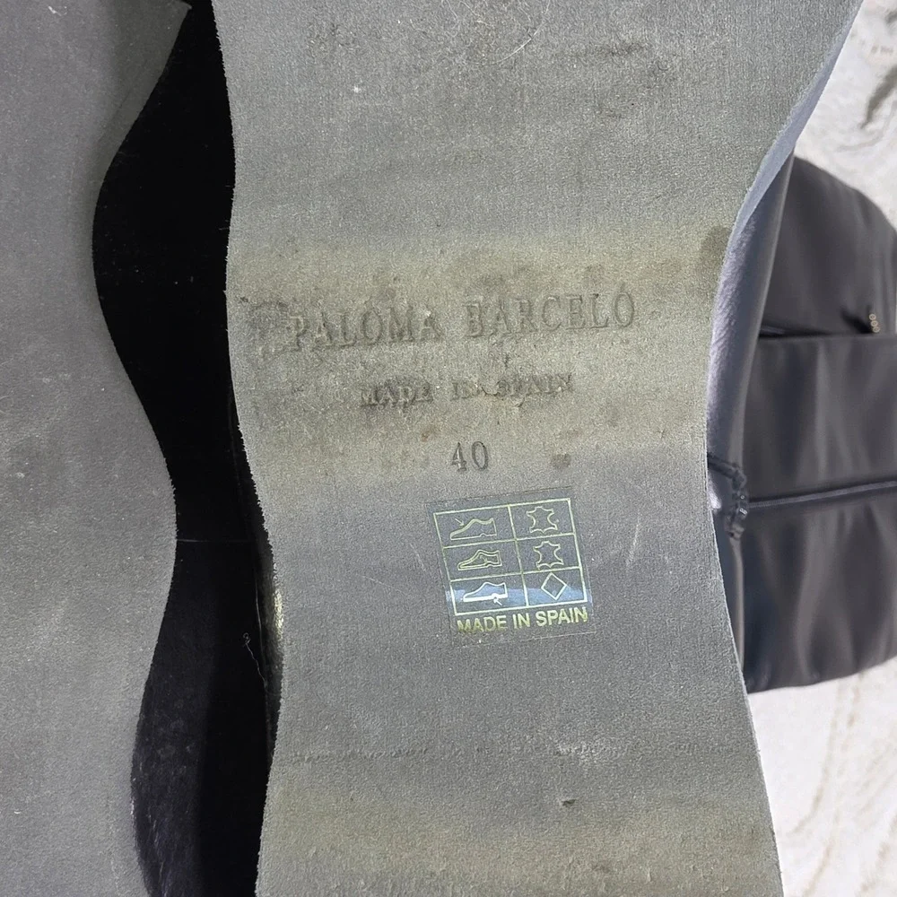 Paloma Barcelo 2 Platform‎ Wedge Knee High Boots Black Leather Womens 40 9-9.5